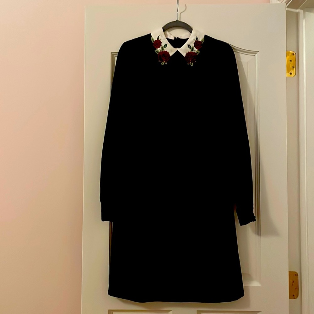 Hobbs dress with a white collar with roses